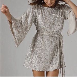 JAYGODFREY Maggie sequin mesh dress in gold